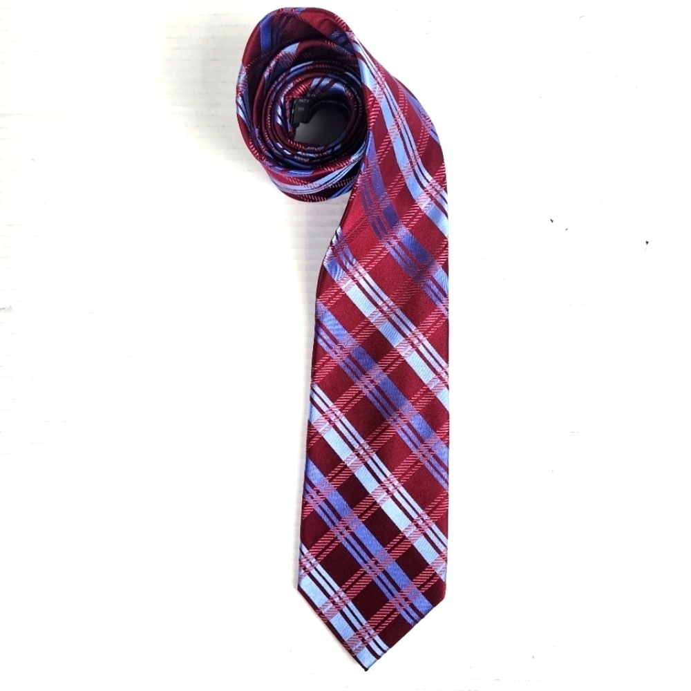 Micheal Kors Plaid Red and Blue Men's Tie 100% Silk